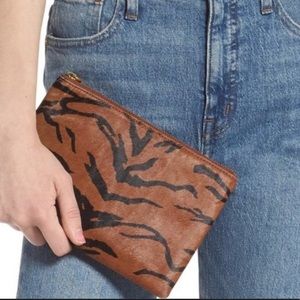 Madewell Leather Clutch Printed Calfhair Zebra NWT